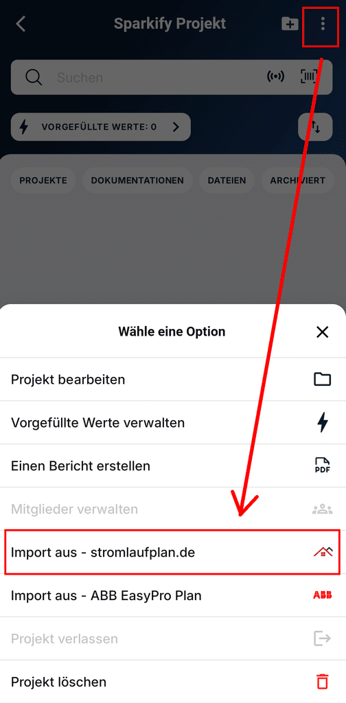 Selecting the import function in Sparkify