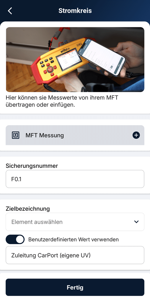 Adding measured values via NFC in Sparkify